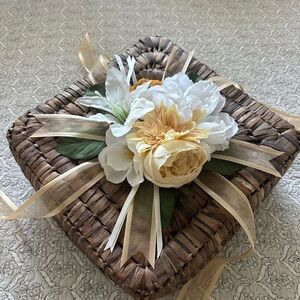Floral woven gift basket